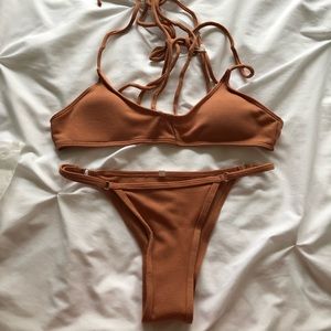 ZAFUL Rust V String Bikini Set Size Medium NWT